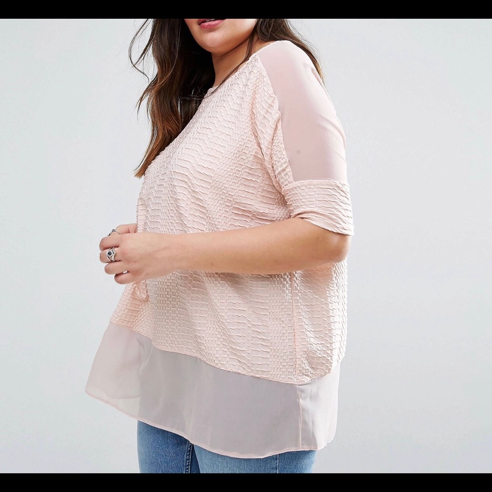 Cute blush top with sheer panels